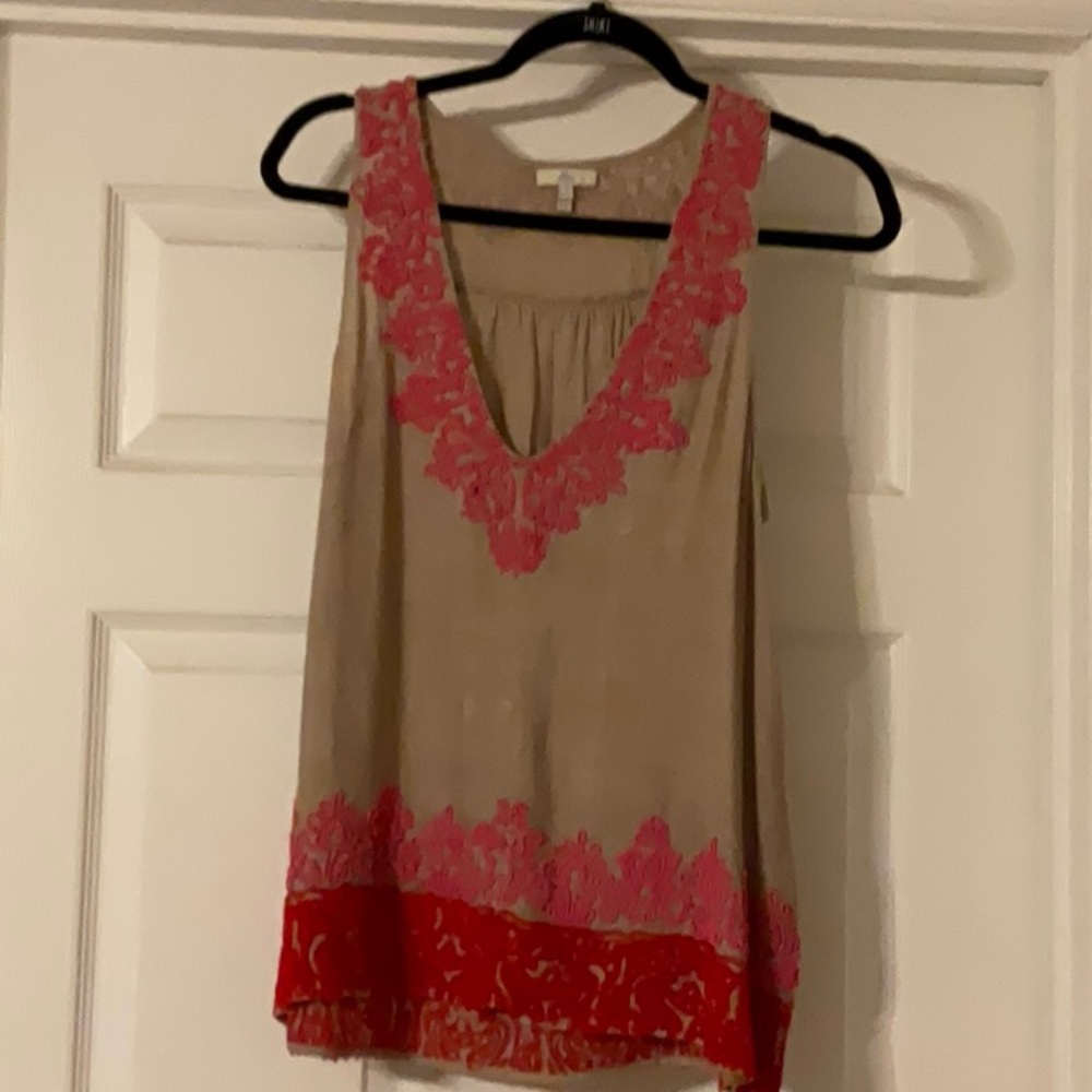 100% raw silk beaded shirt size small